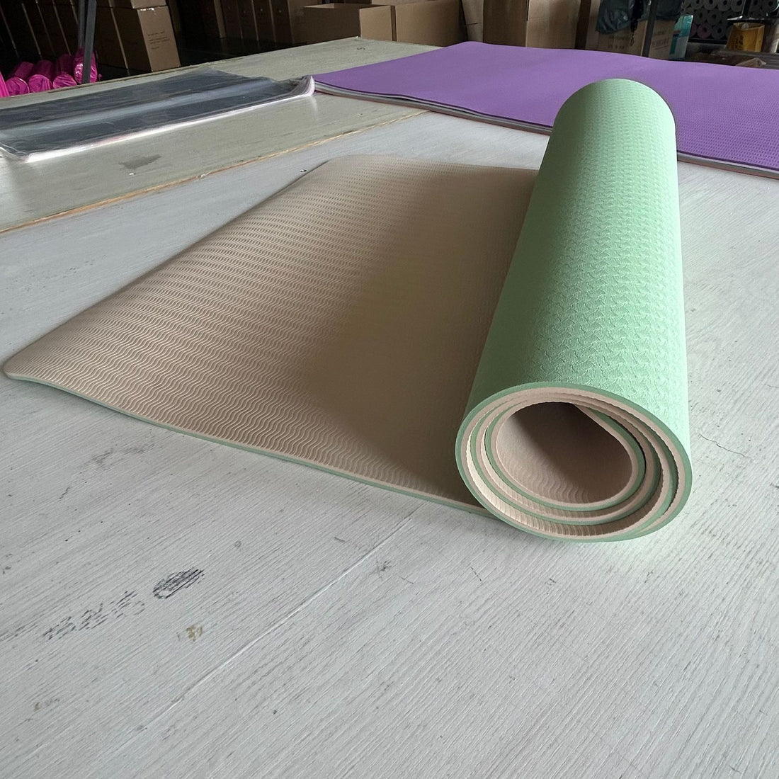 TPE Two-Color Yoga Mat 183x61cm Fitness Exercise Mat