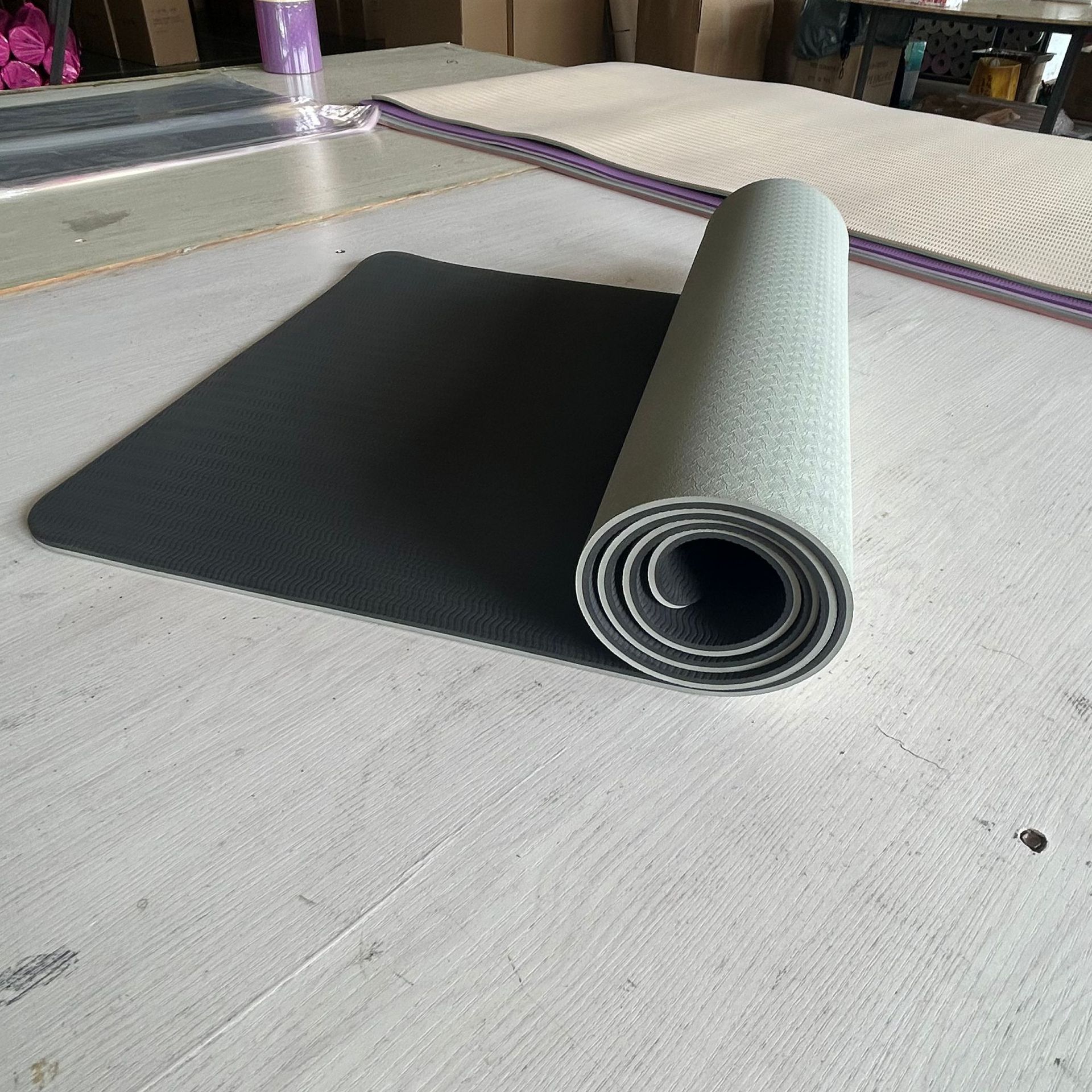 TPE Two-Color Yoga Mat 183x61cm Fitness Exercise Mat