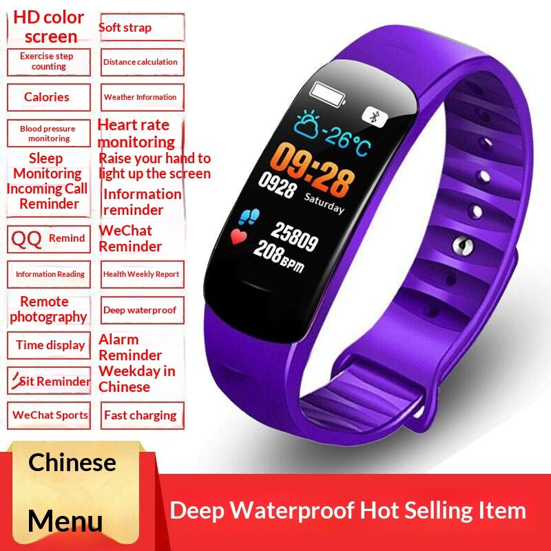 Smart Multifunctional Bluetooth Fitness Watch Pedometer Alarm Clock